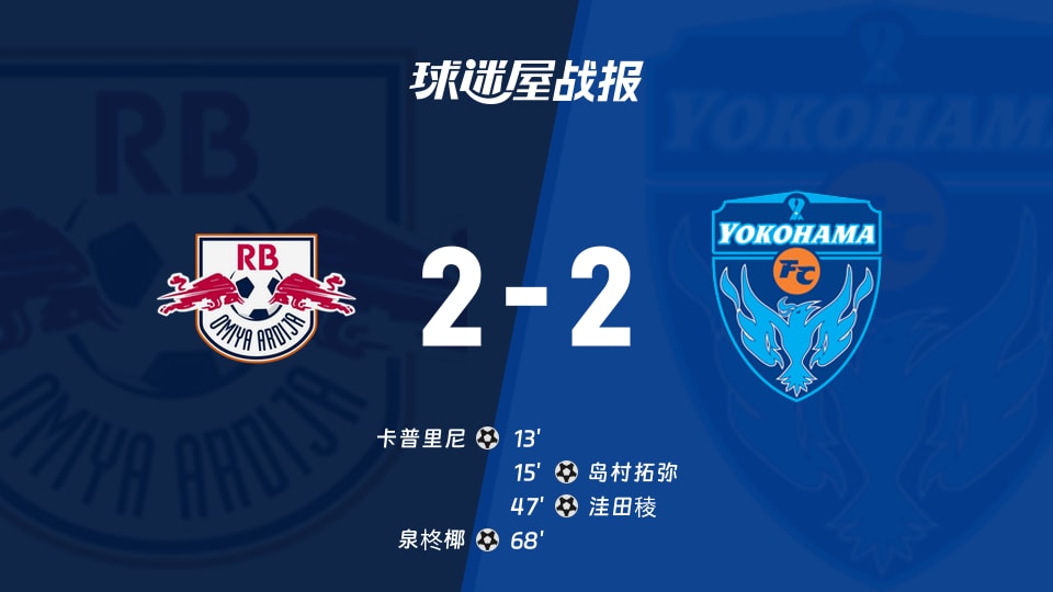 【日职乙联赛第13轮】RB大宫松鼠vs横滨FC比赛结果：RB大宫松鼠(2-2)横滨FC比分战报(2026年10月24日)
